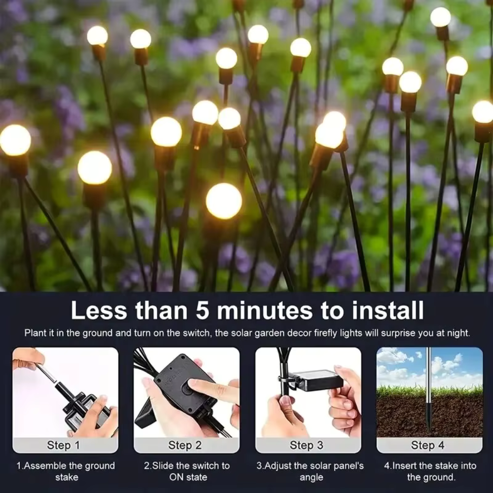 Solar Firefly Garden Lights | Waterproof LED | Qonforta