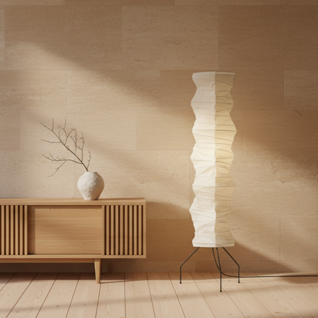 WabiSabi Rice Paper Floor Lamp Japandi Style | Qonforta