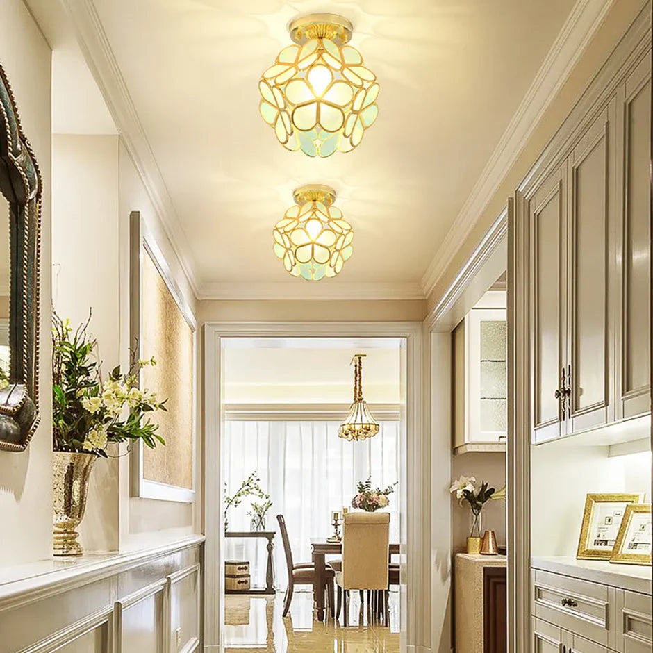 Crystal Petal Flush Mount Ceiling Light | Pink, Yellow & Green | Qonforta