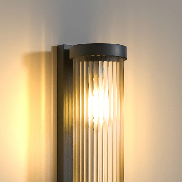 Solar Outdoor Wall Lantern Cylinder LED IP65 – 3 Sizes Black | Qonforta