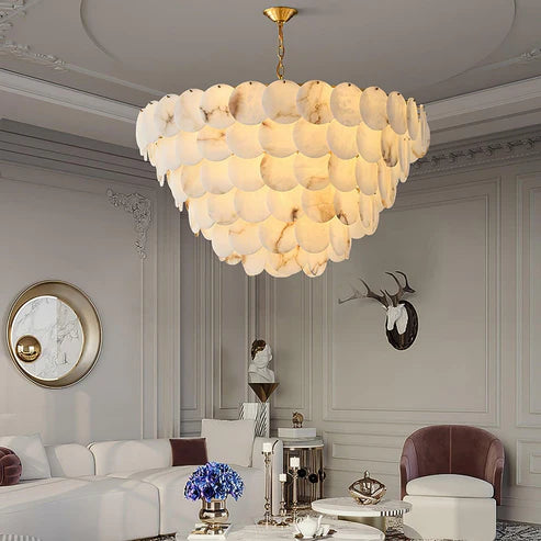 Alabaster Tiered Chandelier Multi-Layer – 6 Sizes | Qonforta