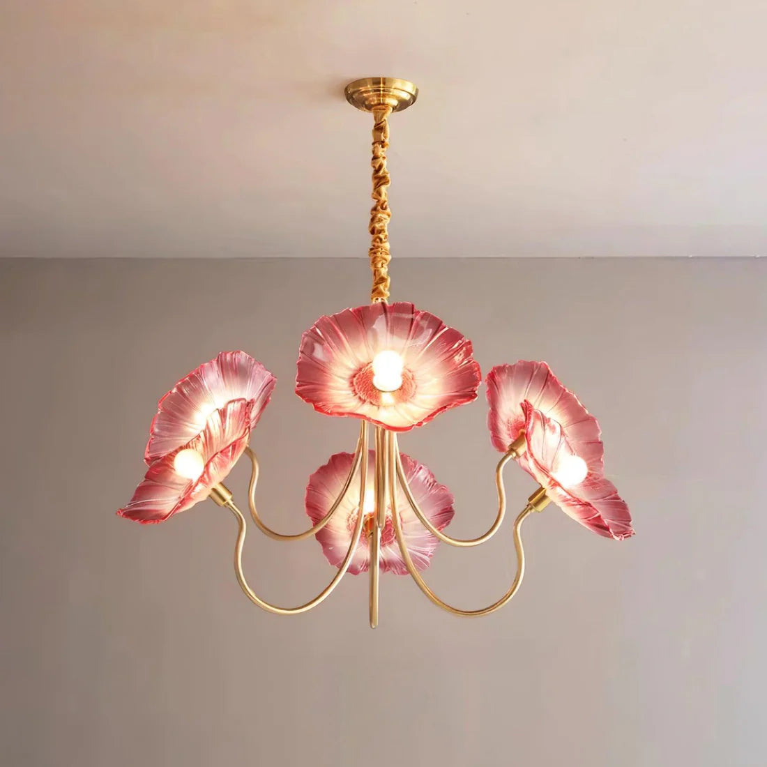 Floral Glass Chandelier Gold Frame | 2 Colors | Qonforta