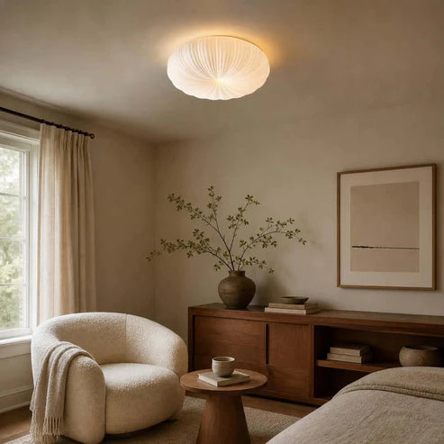 Dimmable Ribbed Sunburst LED Flush Mount Light | 2 Sizes | Qonforta