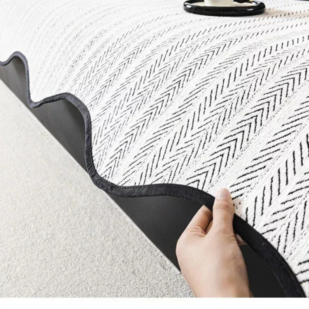 Aurivelle herringbone sofa cover with scalloped edge, additional view 4