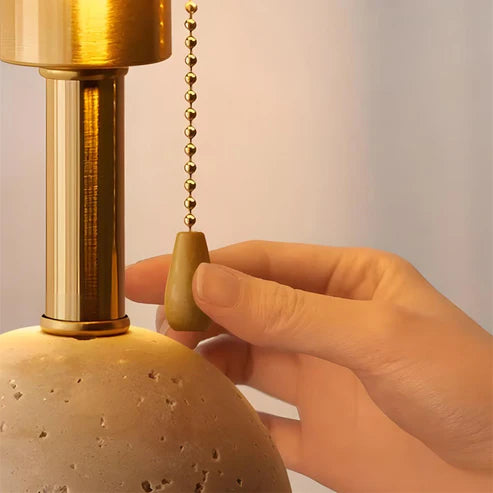 Travertine Table Lamp Glass Dome Brass – 3 Colors | Qonforta
