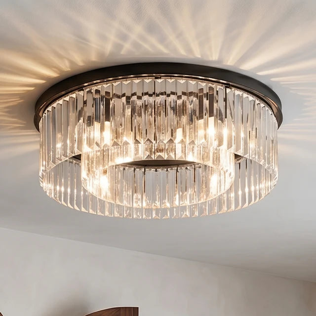 Ribbed Crystal Glass Flush Mount Light | Qonforta