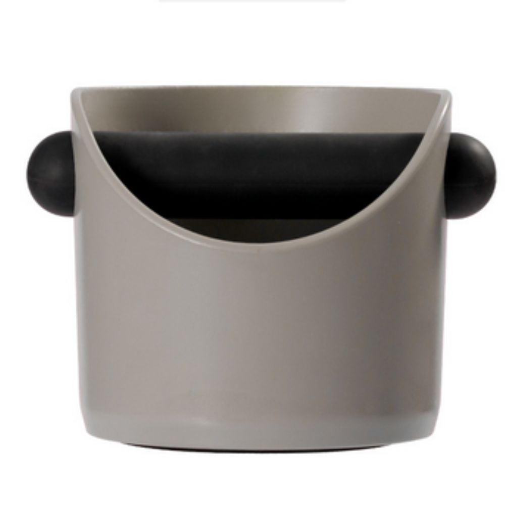 Espresso knock box in Stone Gray, front view