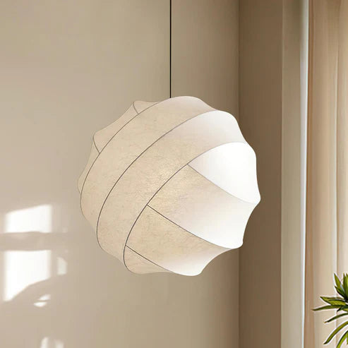 Fabric Ball Pendant Light Organic Globe – 4 Sizes | Qonforta