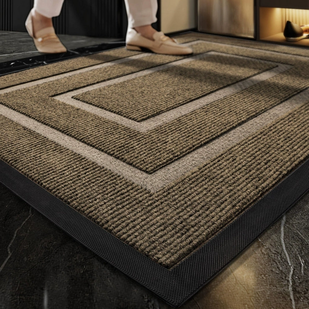 Curved Thread Outdoor Doormat | Non-Slip Rubber Backing | Qonforta