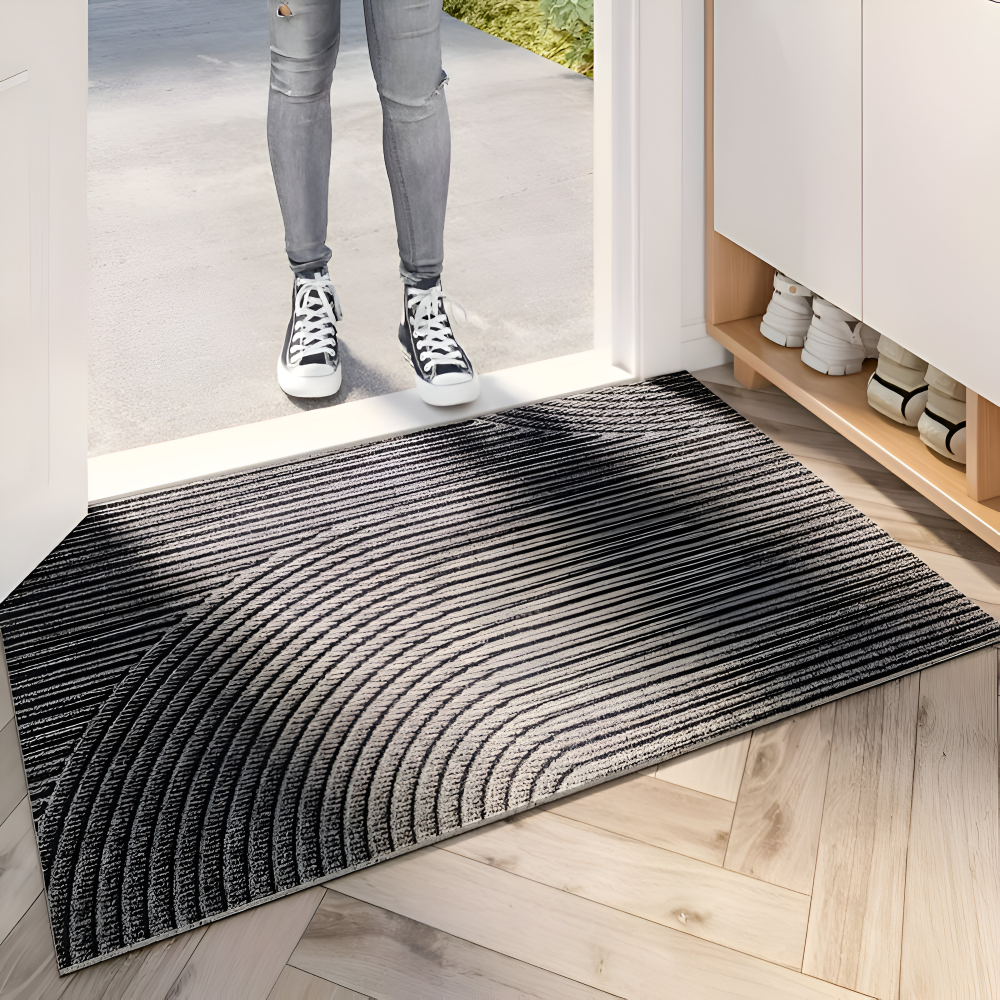Linear PVC Doormat | Non-Slip Geometric Design | Qonforta