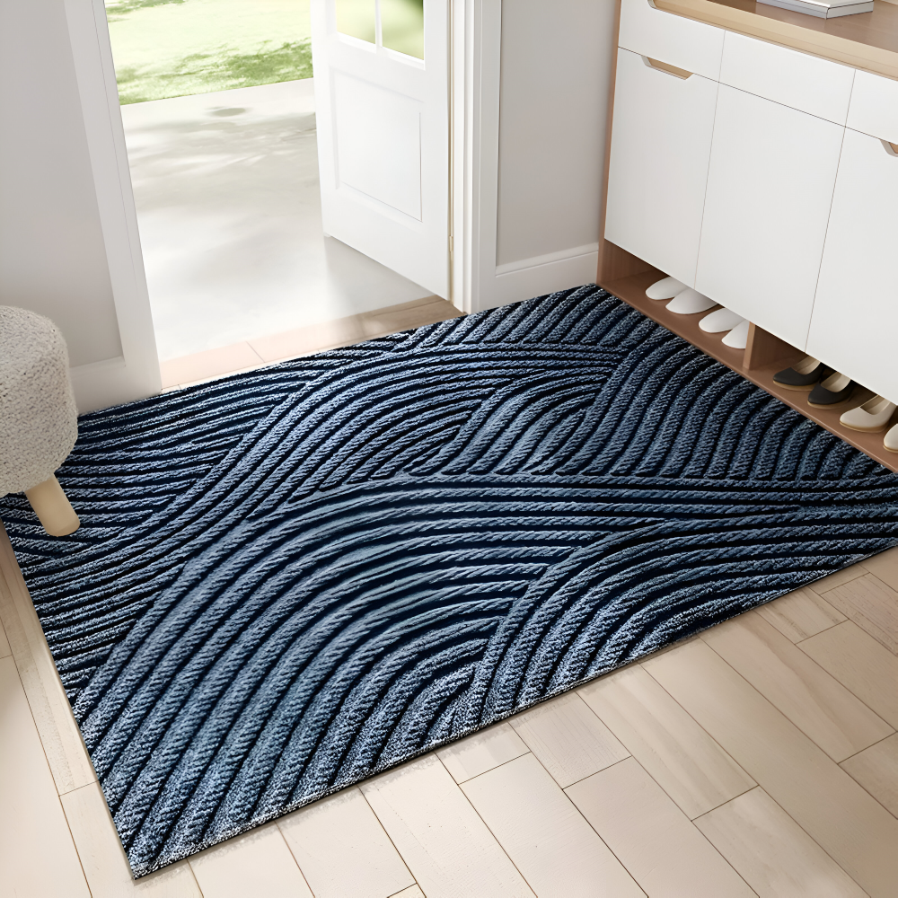 Linear PVC Doormat | Non-Slip Geometric Design | Qonforta