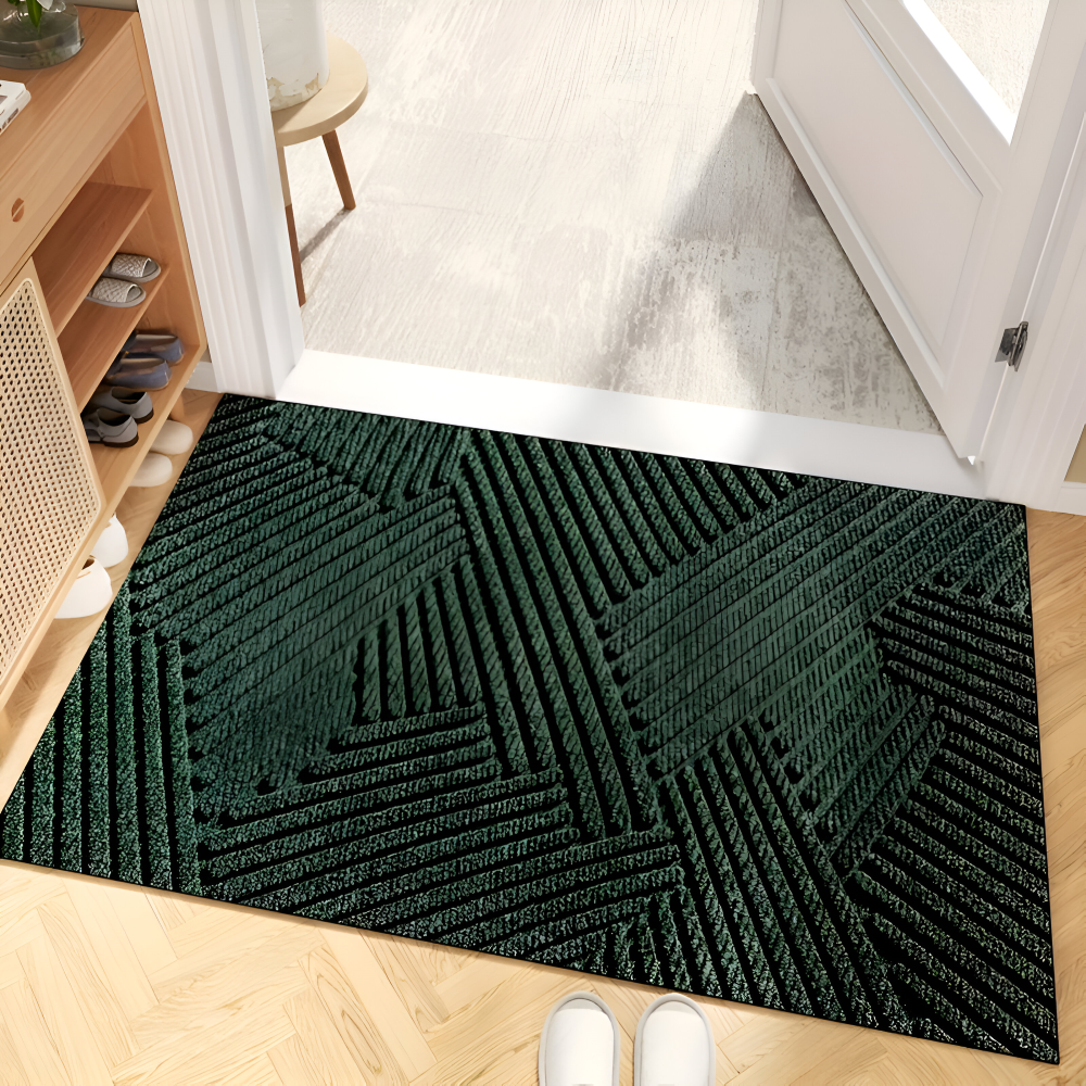 Linear PVC Doormat | Non-Slip Geometric Design | Qonforta