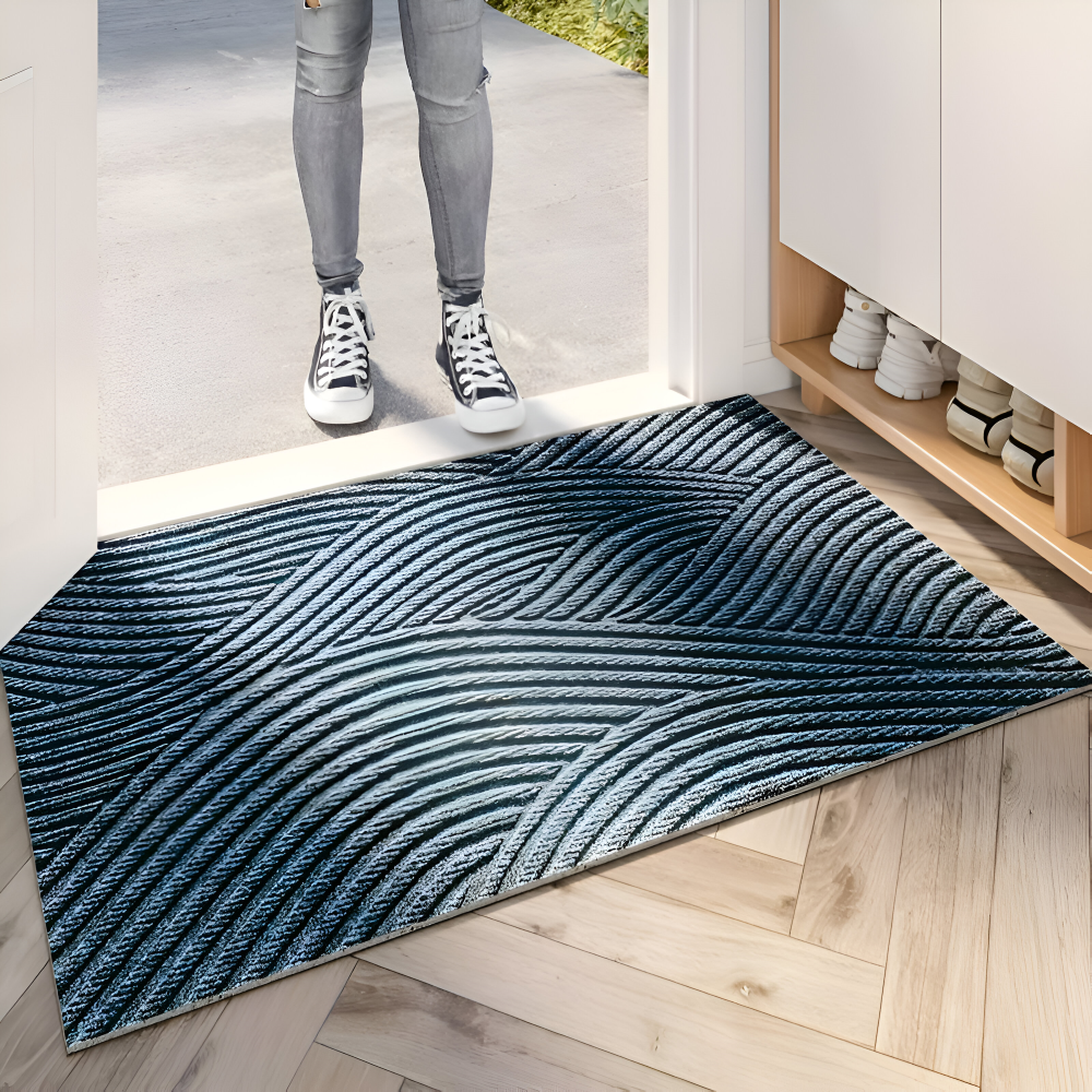 Linear PVC Doormat | Non-Slip Geometric Design | Qonforta