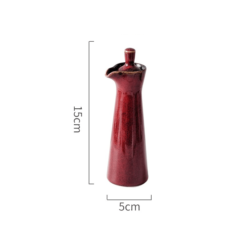 Ceramic Run Glaze Oil & Vinegar Dispenser | Stoneware Pour Bottle | Qonforta