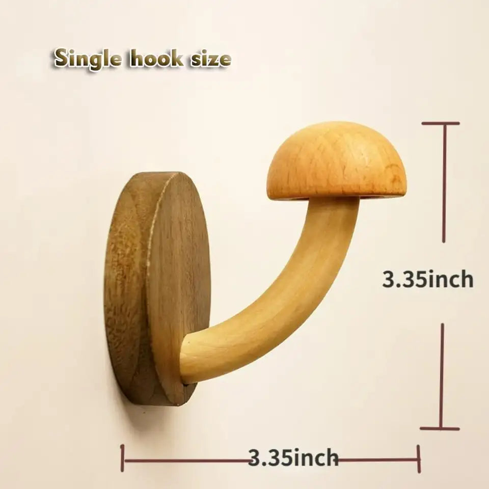 Wood Mushroom Wall Hook Set | Colorful Kids Coat Hooks | Qonforta