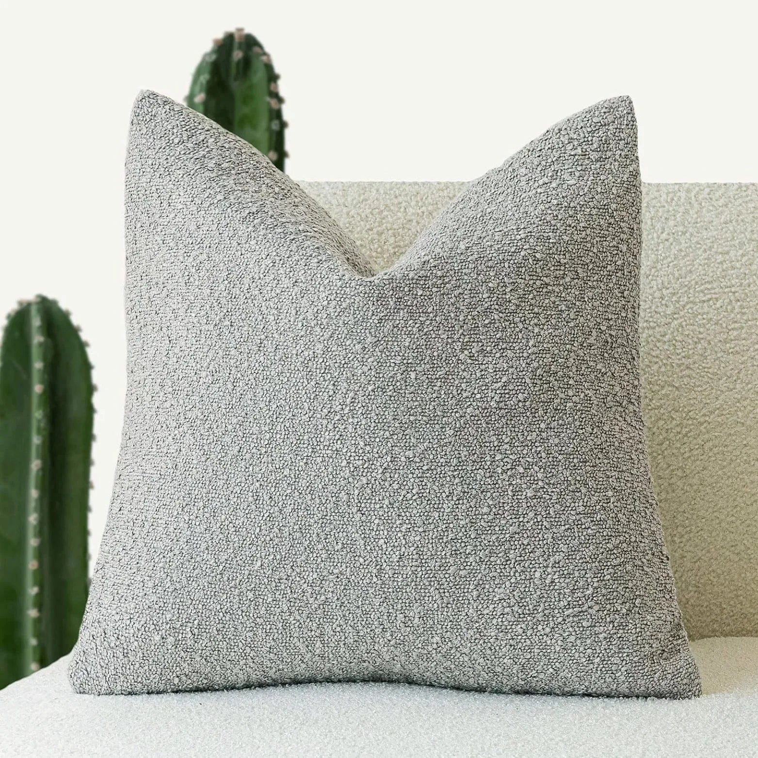 Boucle Throw Pillow Cover | Textured 18-Inch Cushion Cover | Qonforta