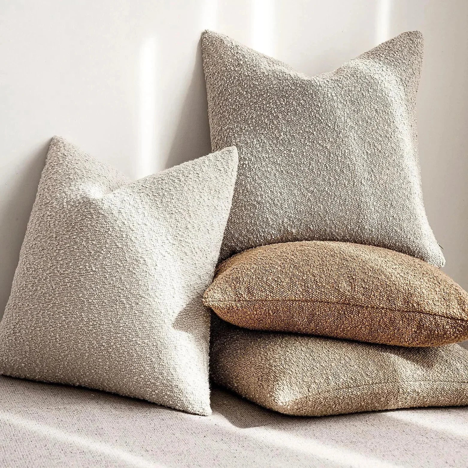 Boucle Throw Pillow Cover | Textured 18-Inch Cushion Cover | Qonforta