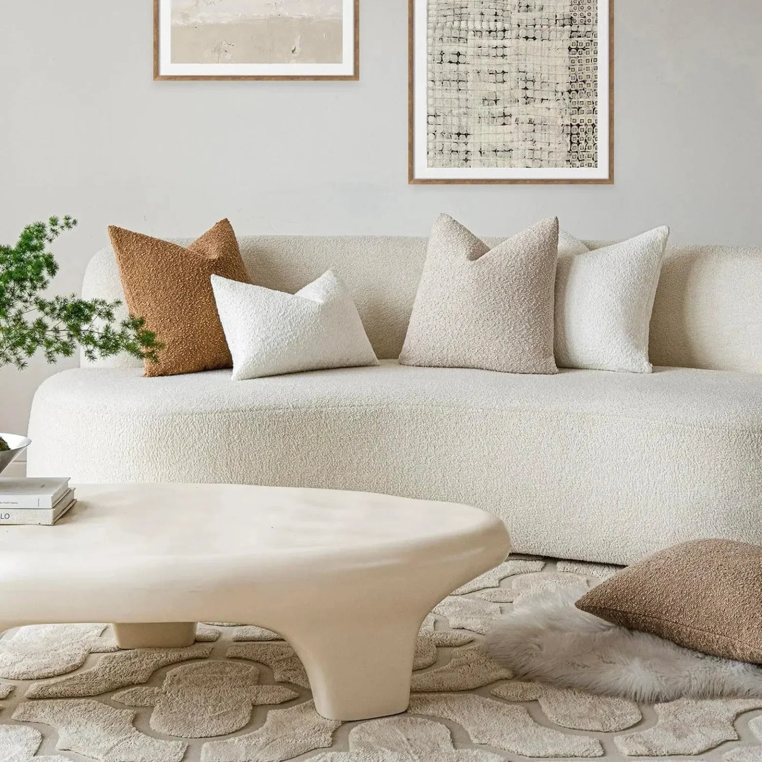Boucle Throw Pillow Cover | Textured 18-Inch Cushion Cover | Qonforta