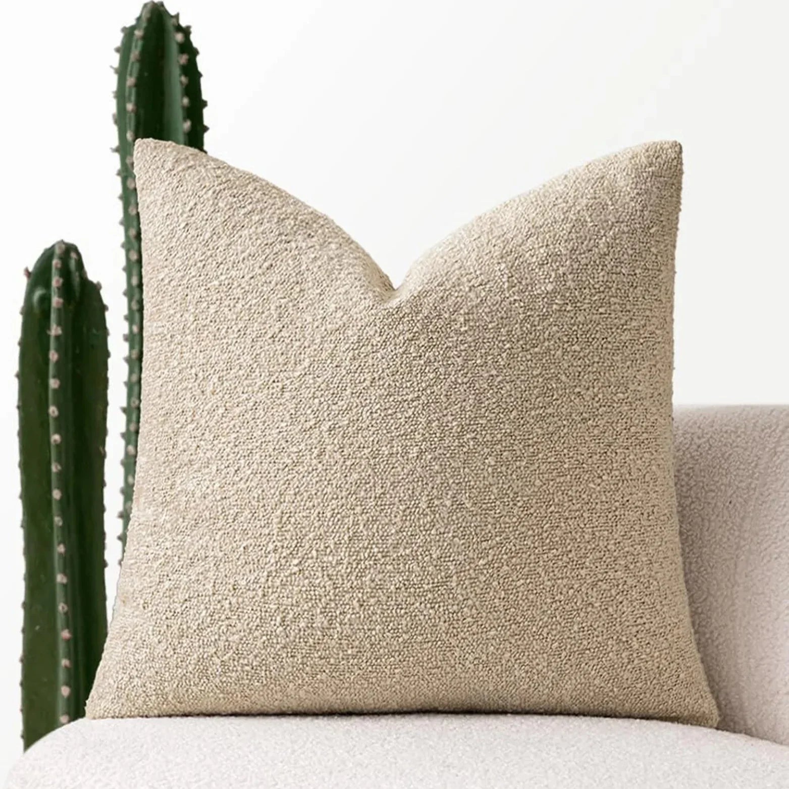 Boucle Throw Pillow Cover | Textured 18-Inch Cushion Cover | Qonforta