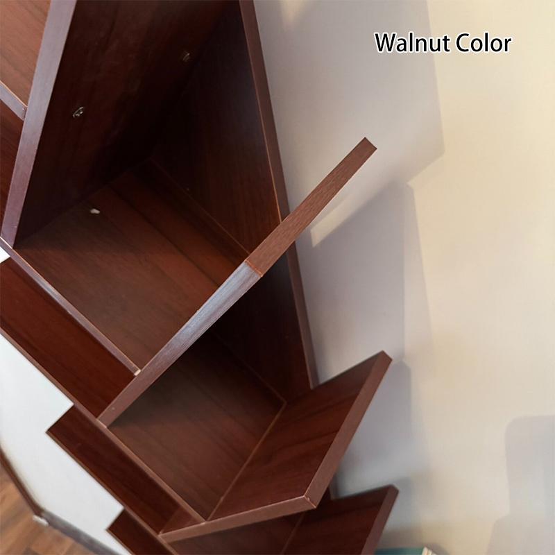 Wood Tree Bookshelf | Freestanding Book Tower with Drawer | Qonforta