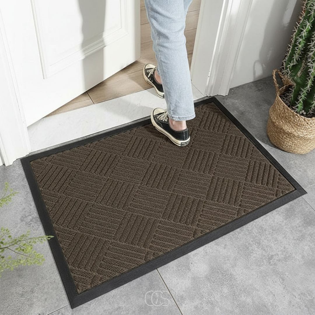 Geometric Textured Entrance Mat | Indoor & Outdoor Use | Qonforta