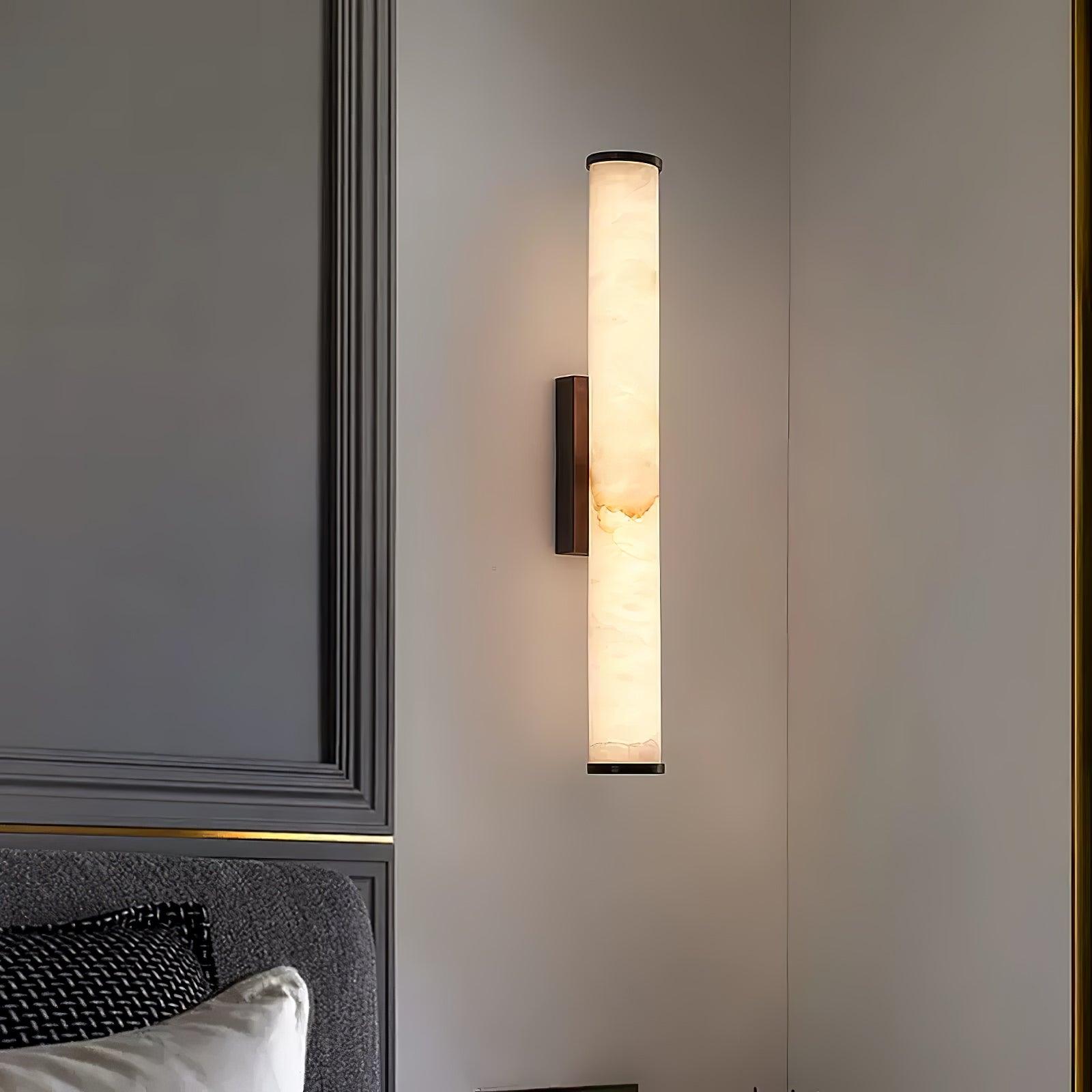 Alabaster Wall Sconce | LED Column Light in Black or Gold | Qonforta