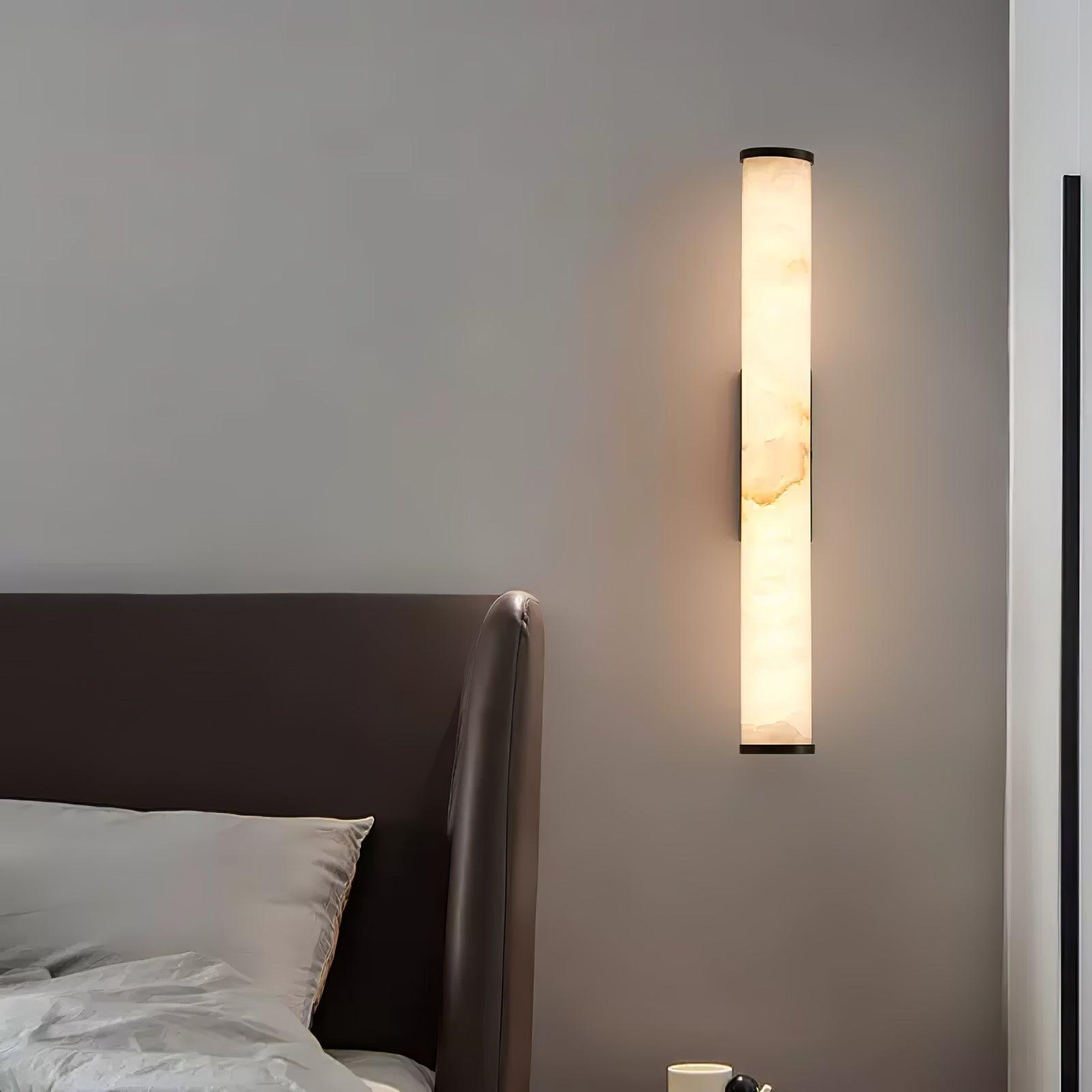 Alabaster Wall Sconce | LED Column Light in Black or Gold | Qonforta