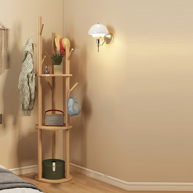 Wood Coat Rack Tree | Freestanding Hall Tree Stand | Qonforta