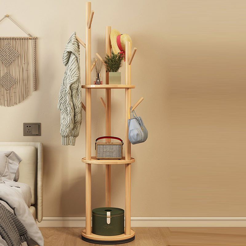 Wood Coat Rack Tree | Freestanding Hall Tree Stand | Qonforta