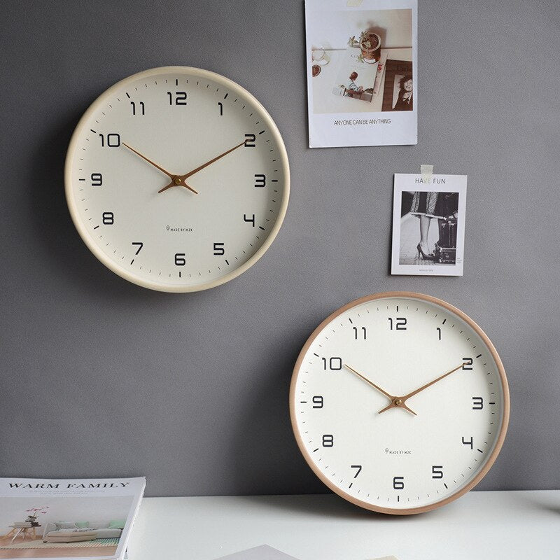 Wall Clock Solid Wood Scandinavian Minimalist | Silent Sweep Quartz | Qonforta