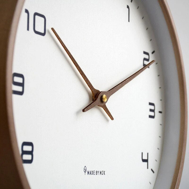 Wall Clock Solid Wood Scandinavian Minimalist | Silent Sweep Quartz | Qonforta