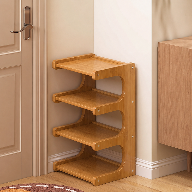 Wood Shoe Rack | Open Front Entryway Storage Tower | Qonforta