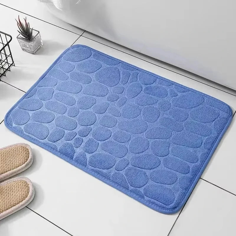 Pebble Embossed Memory Foam Bath Mat | Velvet Non-Slip | Qonforta