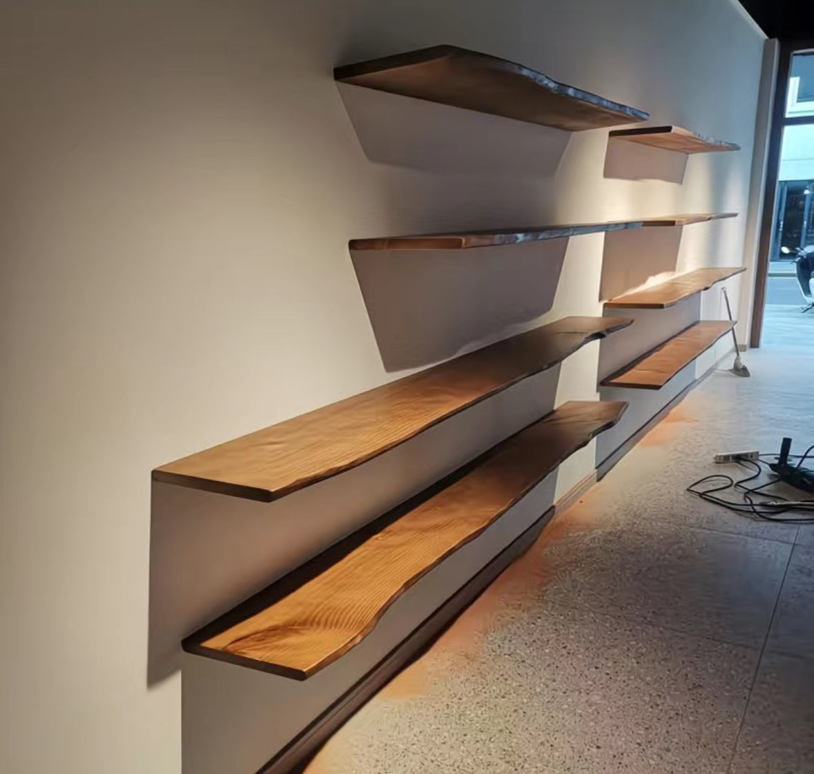 Live Edge Hardwood Floating Shelf | Solid Wood Wall Shelf | Qonforta