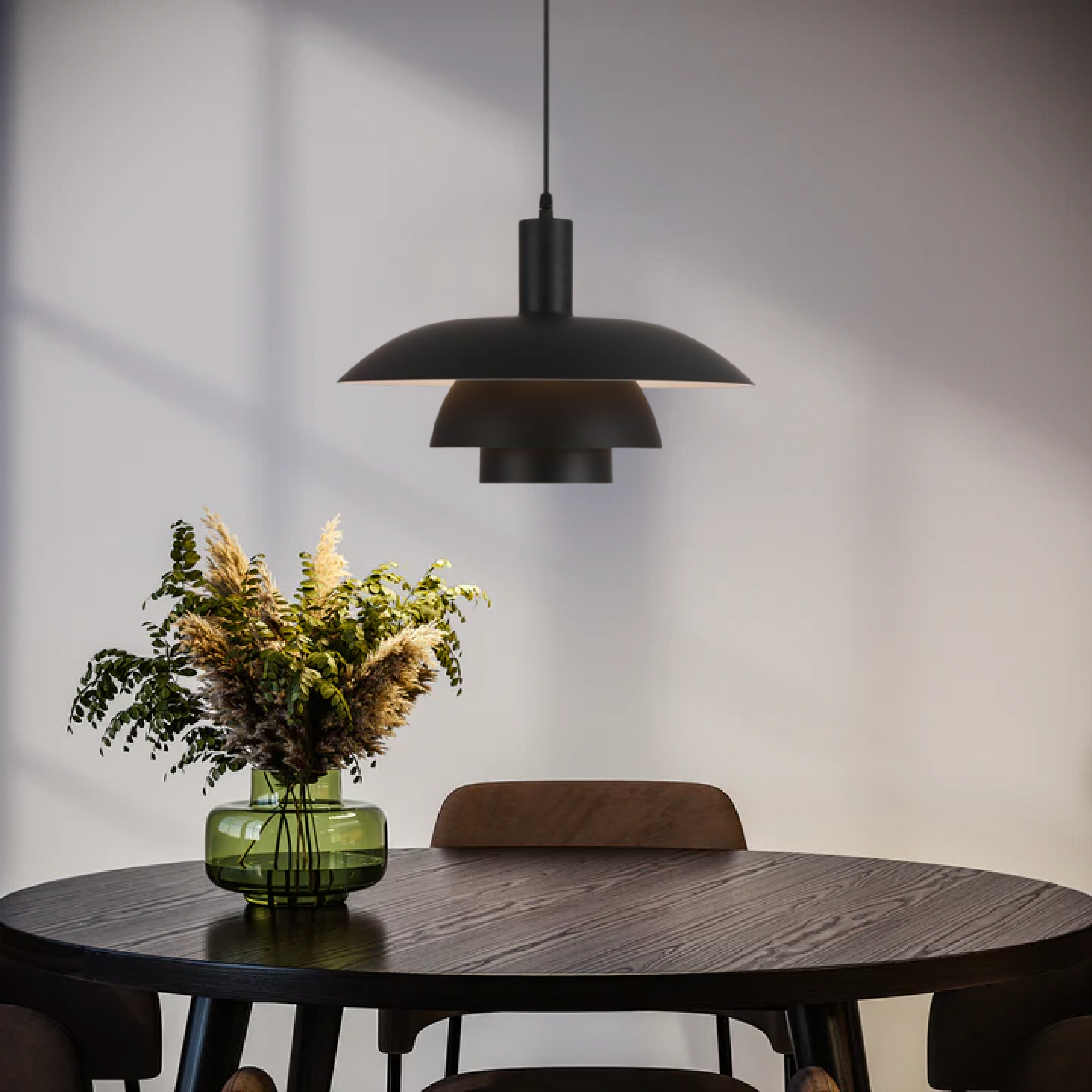 Scandinavian Cone Pendant Light | Tiered Mid-Century Shade | Qonforta