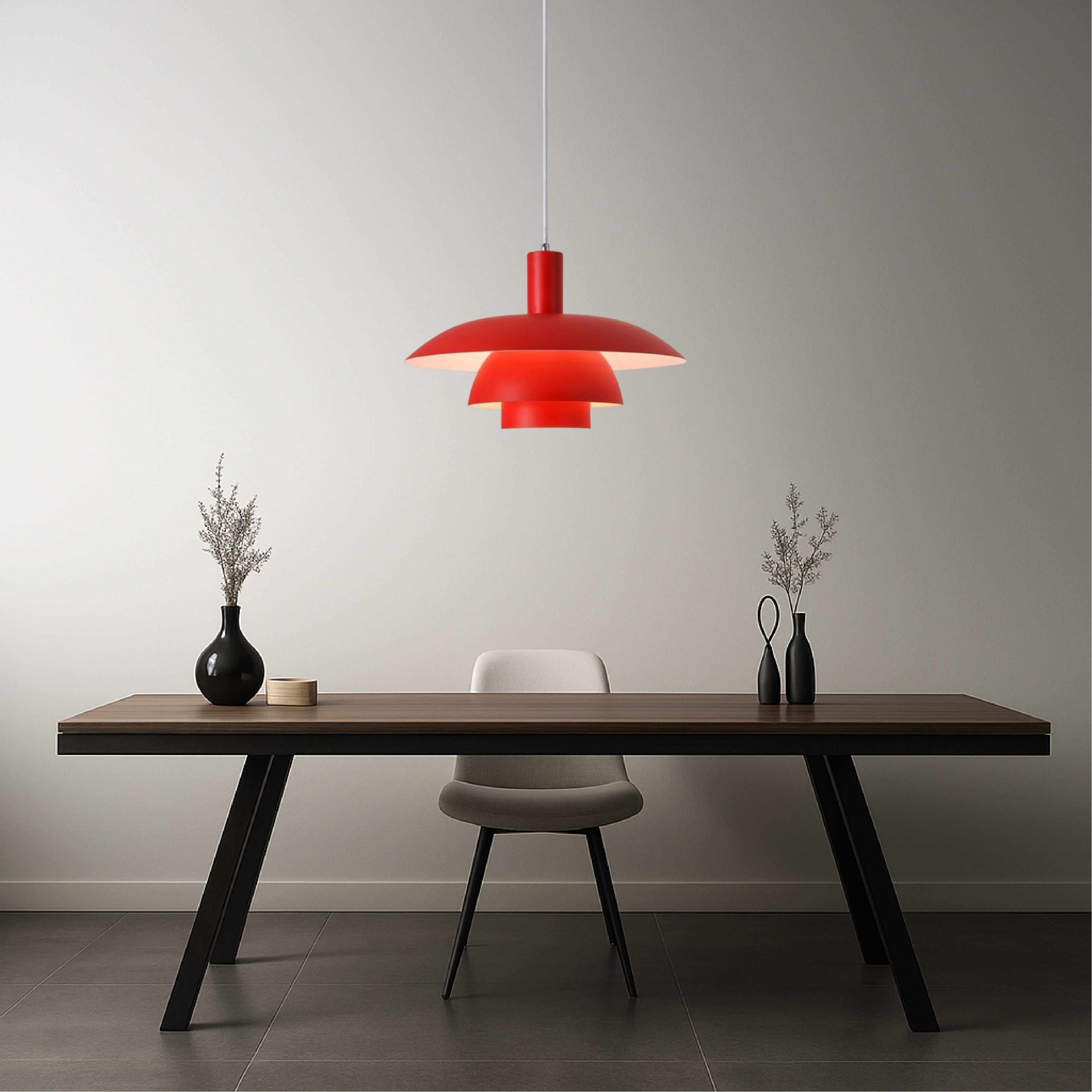 Scandinavian Cone Pendant Light | Tiered Mid-Century Shade | Qonforta