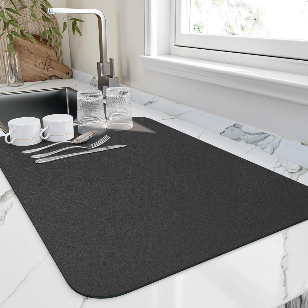 Diatomite Dish Drying Mat | Super Absorbent Non-Slip Pad | Qonforta