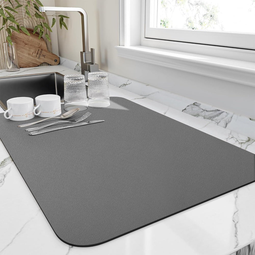 Diatomite Dish Drying Mat | Super Absorbent Non-Slip Pad | Qonforta