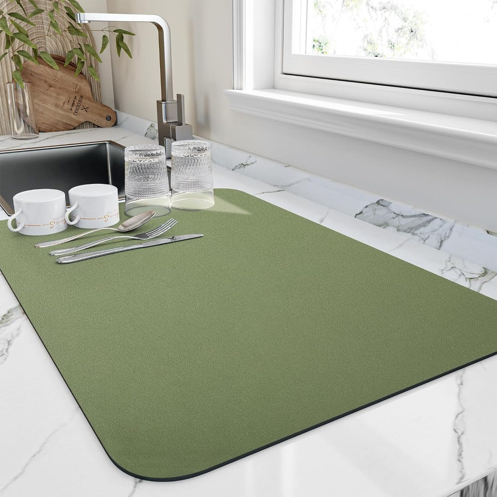 Diatomite Dish Drying Mat | Super Absorbent Non-Slip Pad | Qonforta