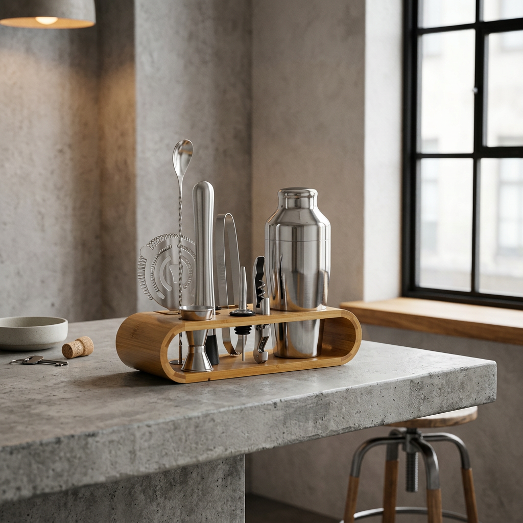 Stainless Steel Cocktail Set | 10-Piece Bar Tool Kit | Qonforta