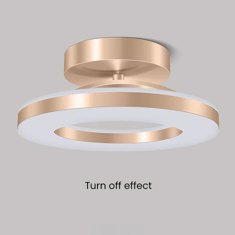 Flush Mount Ceiling Light Gold Iron | Modern LED Fixture, 3 Sizes | Qonforta