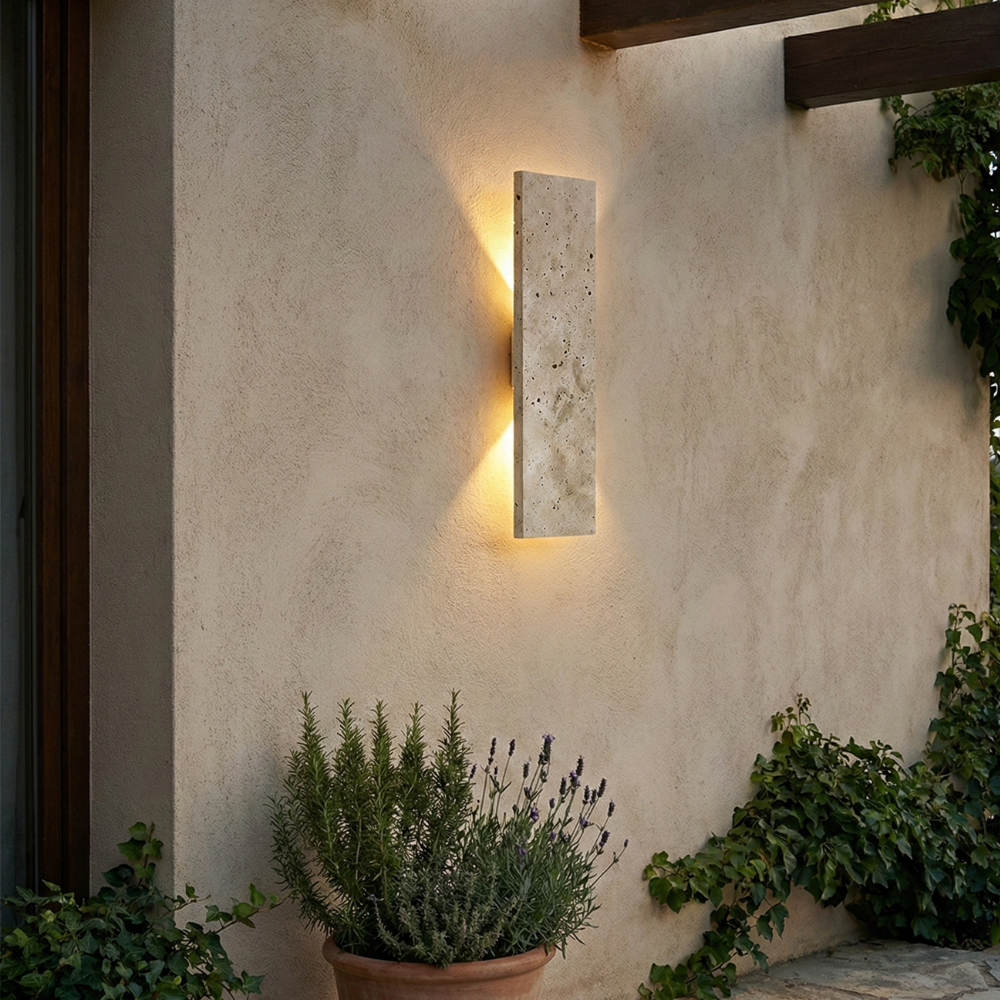 Natural Stone Outdoor Wall Sconce | Waterproof LED | Qonforta