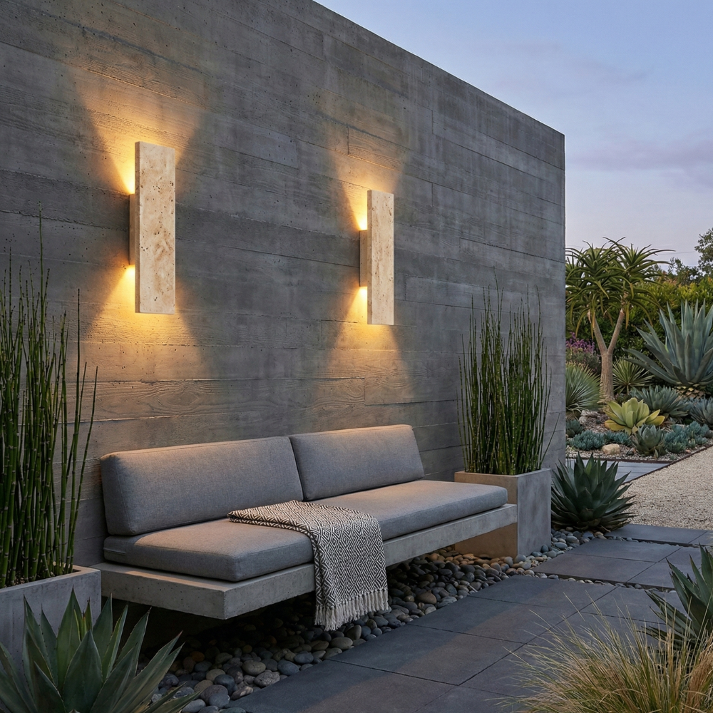 Natural Stone Outdoor Wall Sconce | Waterproof LED | Qonforta