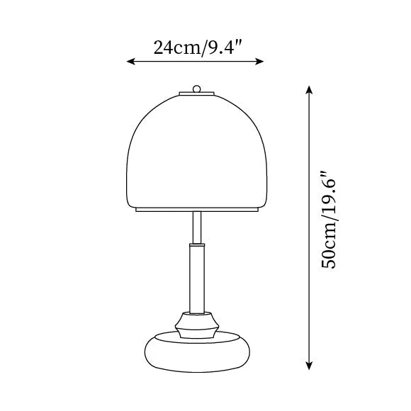 Velora Sculpted Glass Dome Table Lamp | Walnut & Amber | Qonforta