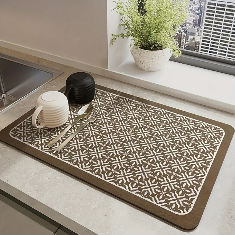 Kintsugi Mandala Dish Drying Mat | Japandi Silicone Design | Qonforta