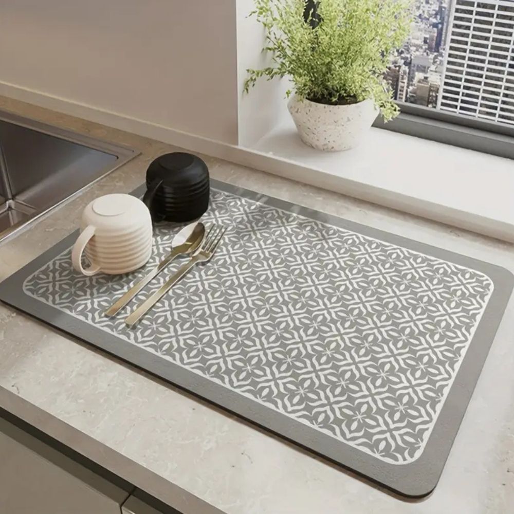 Kintsugi Mandala Dish Drying Mat | Japandi Silicone Design | Qonforta