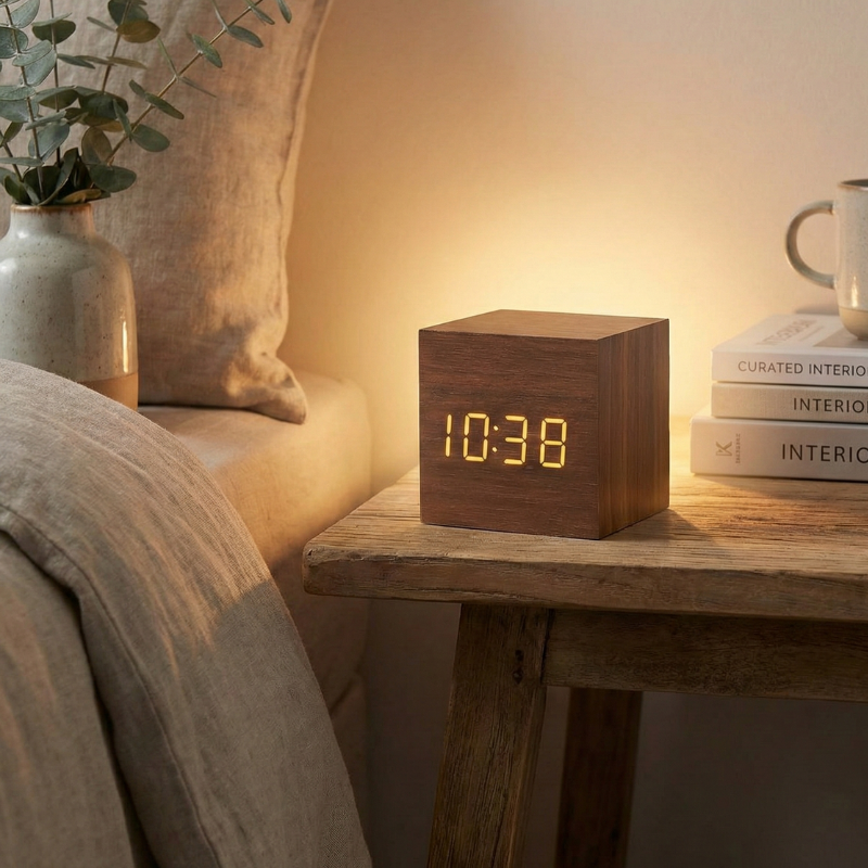 Wooden Sunrise Alarm Clock | Bamboo Finish | Qonforta