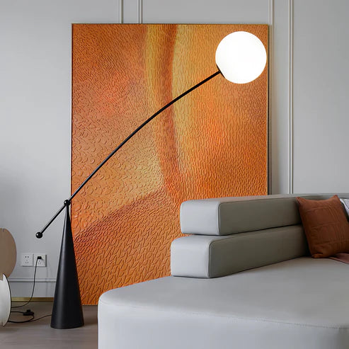 Globe Floor Lamp Arc Curved Arm Matte Black | Qonforta