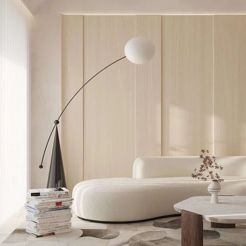 Globe Floor Lamp Arc Curved Arm Matte Black | Qonforta