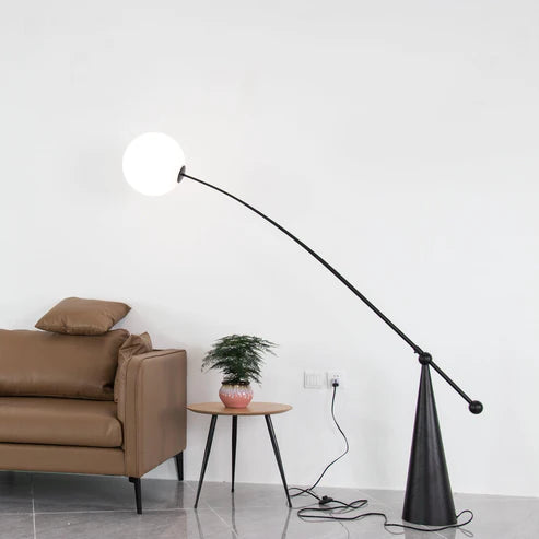 Globe Floor Lamp Arc Curved Arm Matte Black | Qonforta